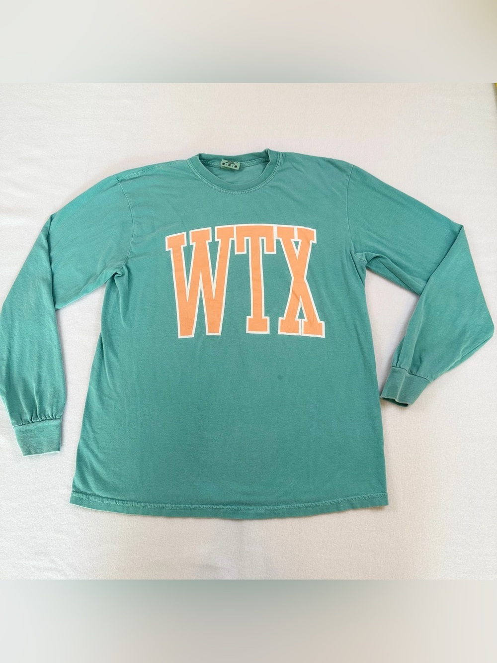 Comfort Colors WTX Long-Sleeve Shirt in Teal and Peach